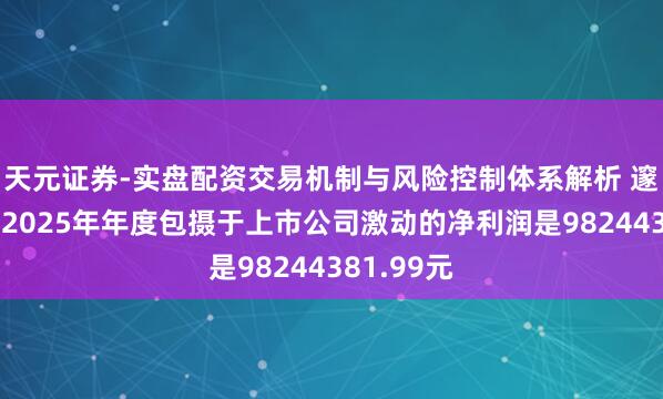 天元证券-实盘配资交易机制与风险控制体系解析 邃晓创智：2025年年度包摄于上市公司激动的净利润是98244381.99元